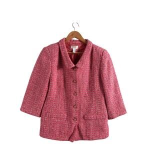 Talbots 2pc Set Skirt Suit Womens Size 10 Red Made in USA Tweed Office Corporate